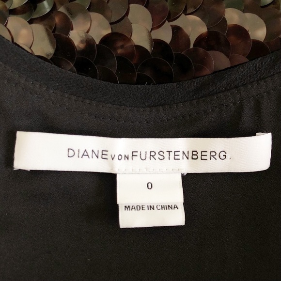Diane Von Furstenberg Pellina Paillette Mini Dress 0 Brown Black Tortoise Sequin - Picture 8 of 14